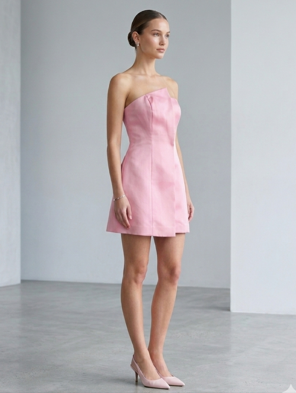 NWT Commense Satin Sleeveless Mini Dress Pink Sz M Formal Feminine Coquette